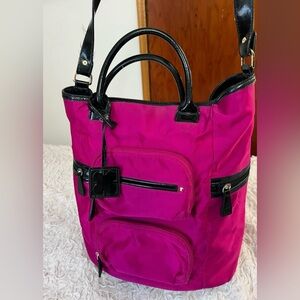Vintage Liz Claiborne Poppy Pink and Black Women's Tote & Crossbody